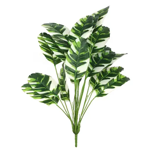 [HAA034] Simulation de plantes fleurs vert blanc 18 têtes de fleurs feuilles de bananier blanc